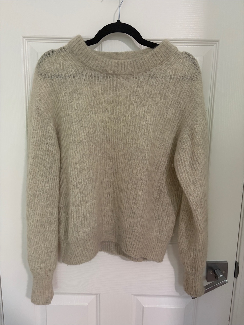 Everlane Cream Ribbed Crewneck Sweater